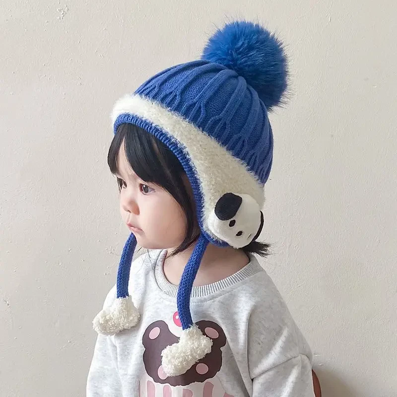 宝宝帽子秋冬款婴儿卡通护耳帽男女儿童加厚毛线帽婴幼儿针织帽潮