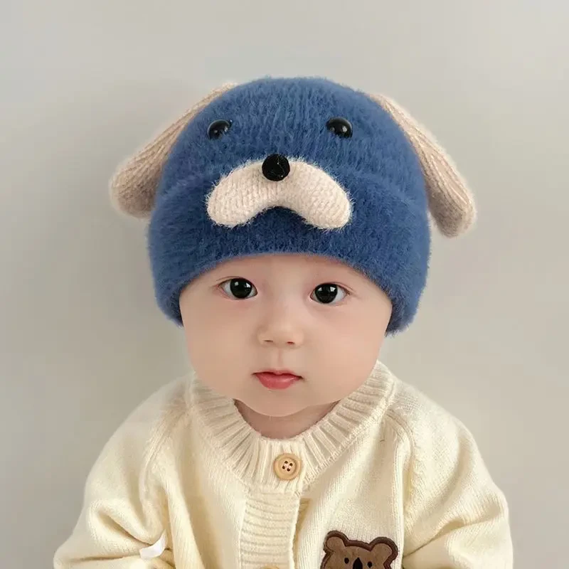 婴儿帽子秋冬款针织毛线帽婴幼儿冬季可爱超萌套头帽男宝宝护耳帽