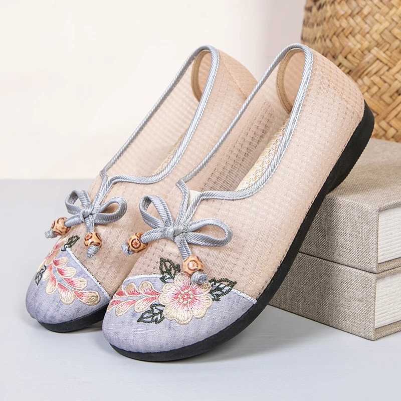 女鞋老北京布鞋平底浅口一脚蹬妈妈鞋软底面鞋子女士女款女式老人