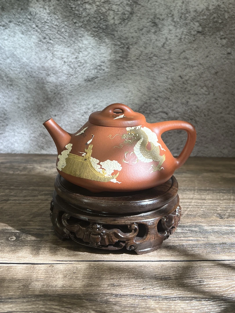【藏器】祥龙瑞鹤·子冶石瓢 黄龙山大红泥 260cc