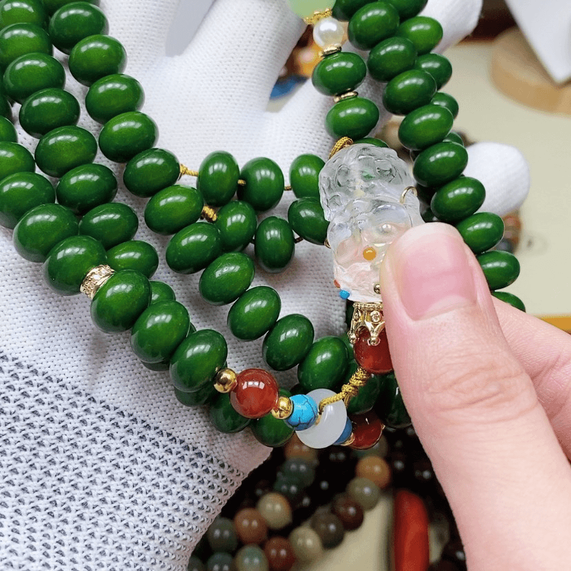 【闪购商品】白玉菩提吊坠绿色小度算盘珠