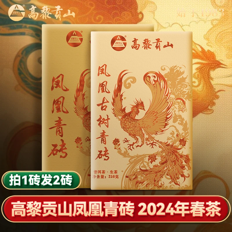 高黎贡山 2024年凤凰青砖250g云南大叶种古树普洱茶春茶精美盒装