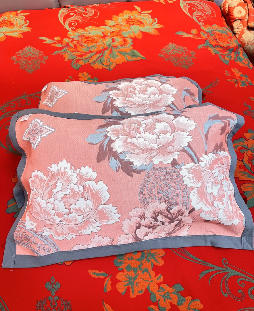 粉花韵枕巾一对 52*78柔软高档成人加厚加大枕头巾