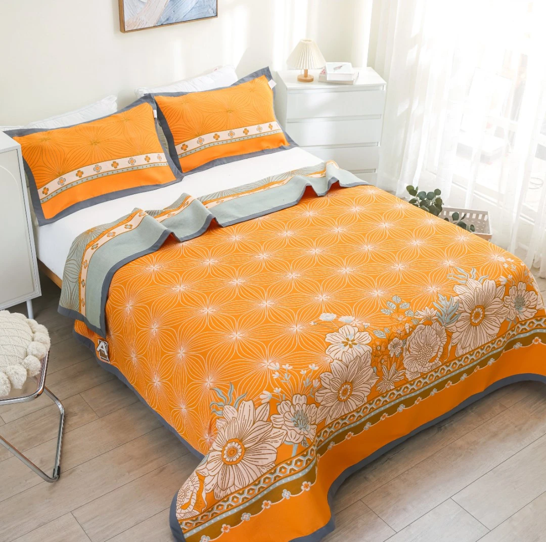 黄万花园2.3*2.5米单品床盖四季通用 多功能恒温毯 可铺可盖