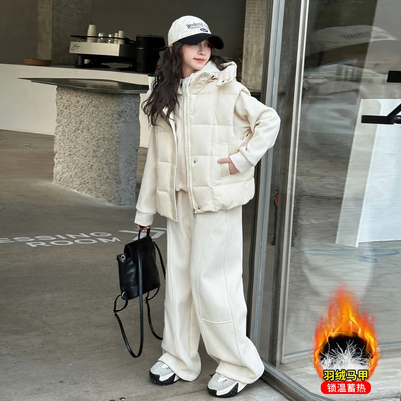 女童羽绒马甲冬装新款洋气女孩坎肩外套儿童白鸭绒背心外穿羽绒服