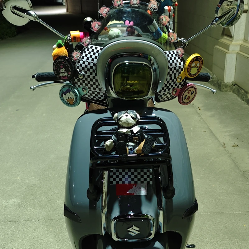 适用于铃木US125踏板车风挡不锈钢金属烤漆装饰税牌包边条改装件