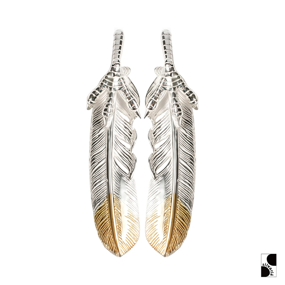 吊坠925银 =silvarie=GOD SUNS 先金鹰爪羽毛吊坠项坠 日潮银饰