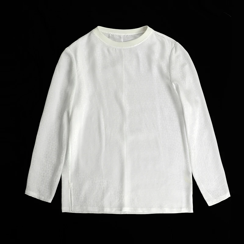 23C753缟羽系列 桑蚕丝提花缎长袖男士休闲衬衫单面上衣