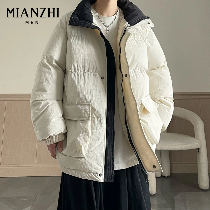 棉致棉衣男冬季2023新款加绒加厚棉服情侣冬装棉袄高级感拼色外套