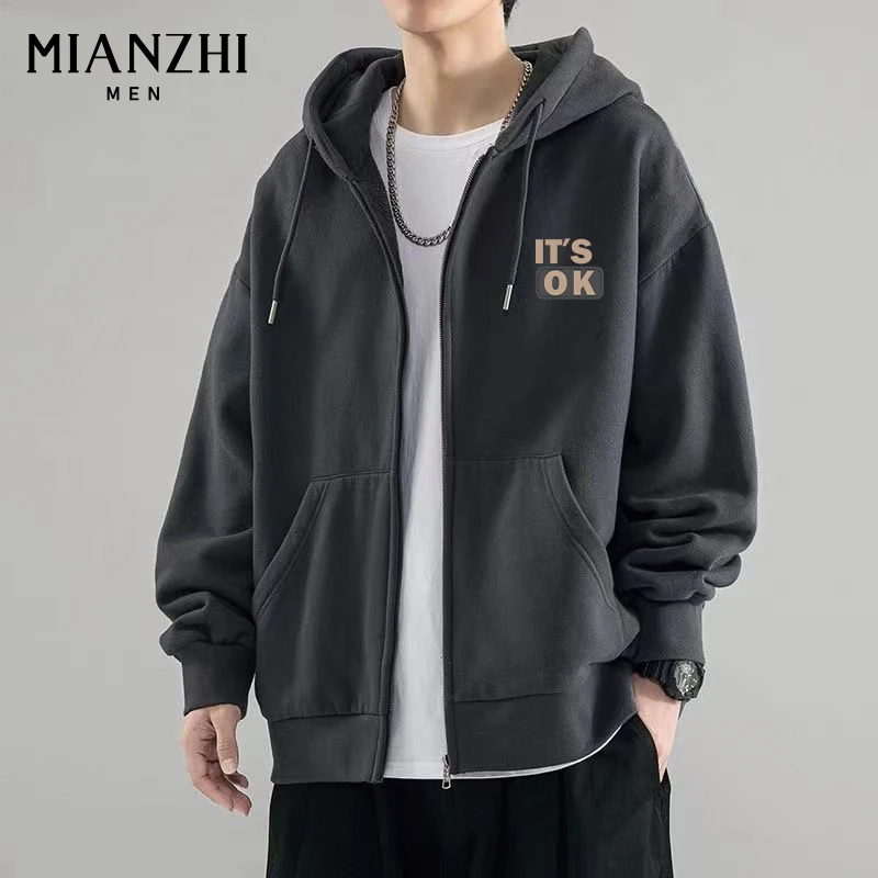 棉致秋季新款外套男小众潮流开衫卫衣男女休闲百搭港风连帽上衣服