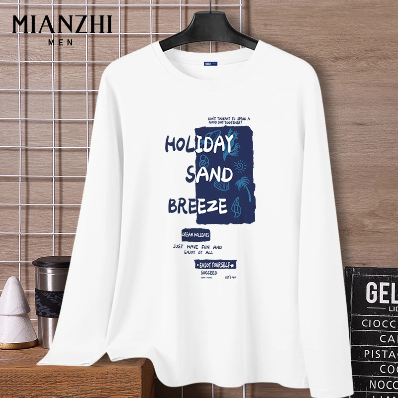 棉致纯棉长袖白色百搭T恤男秋季新款潮牌宽松大码内搭打底衫上衣