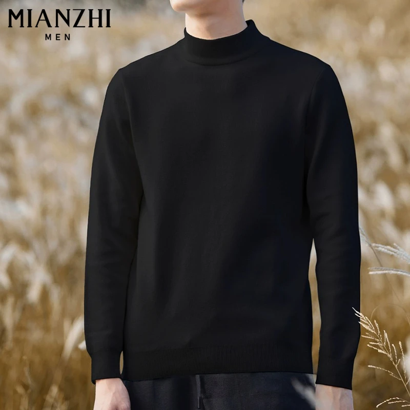 棉致高档男士毛衣秋冬季2025新款半高领加绒加厚保暖内搭打底衫男