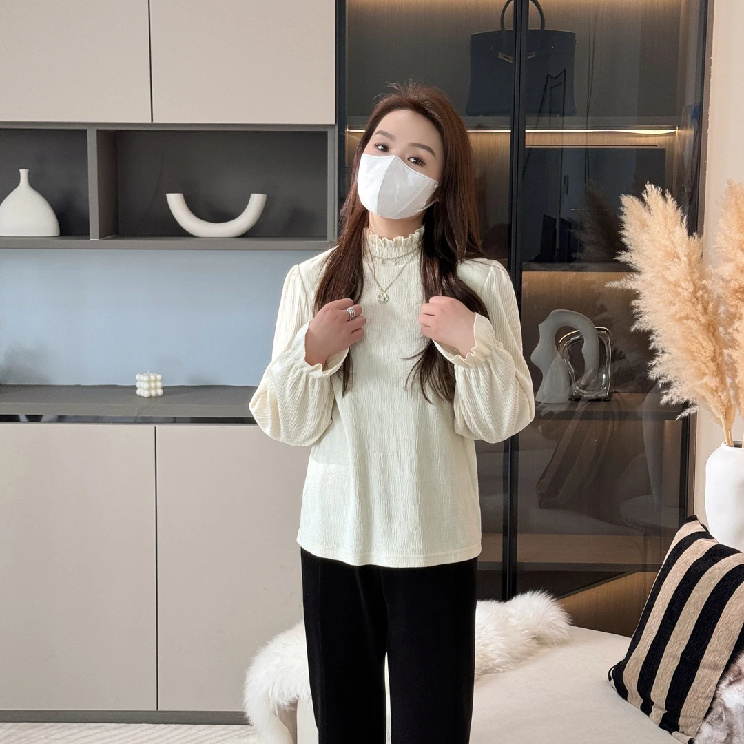 NANXU/楠序杨子微胖女装 2023秋冬木耳边打底毛针织衫内搭NN20265