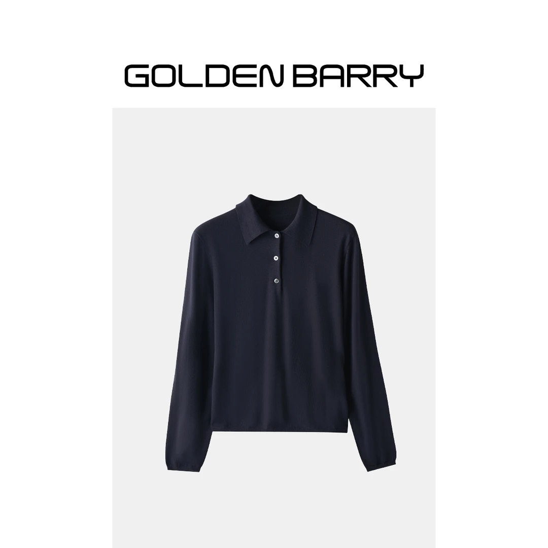 GOLDENBARRY|241196长袖针织polo衫百搭秋季休闲时尚简约设计师款