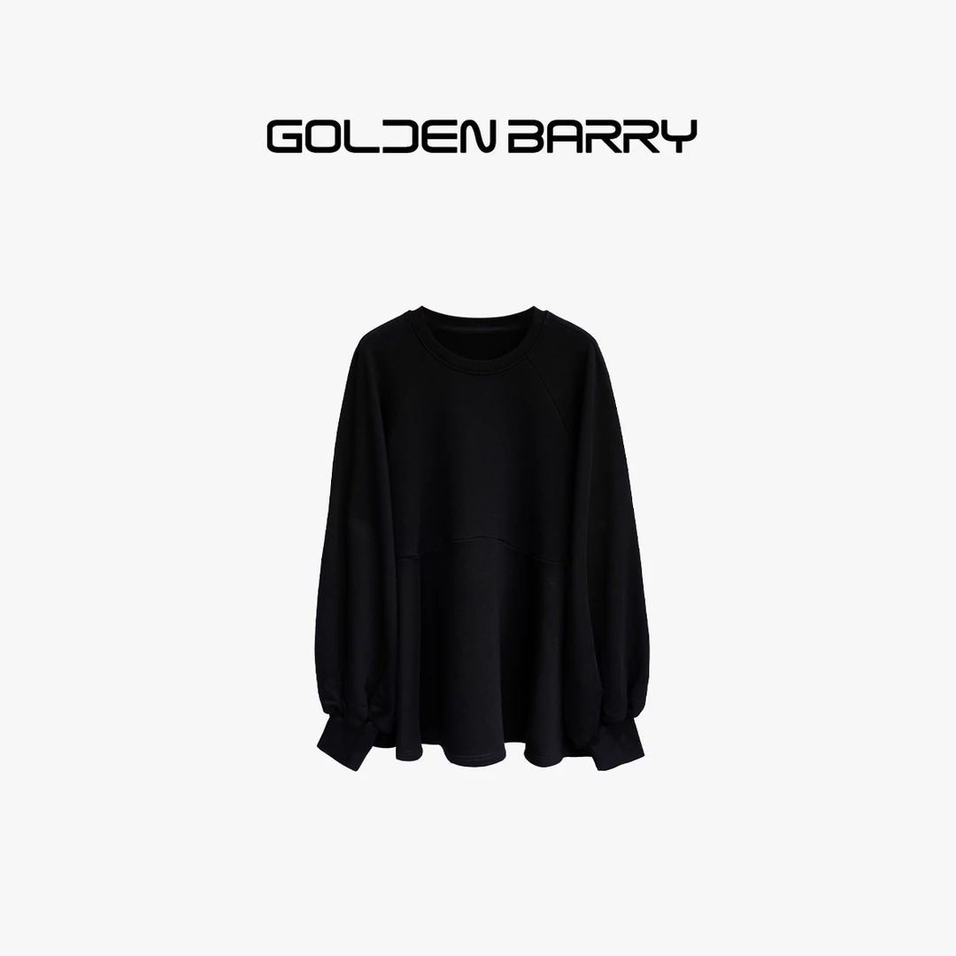 GOLDENBARRY|260177 长袖日系时尚休闲圆领纯色女士款设计师卫衣