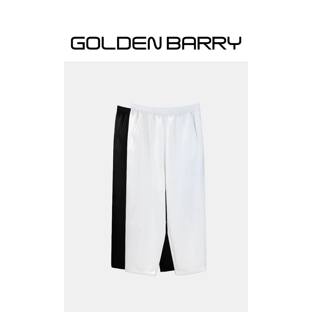 GOLDENBARRY|555070休闲高级感经典空气层纯色萝卜裤