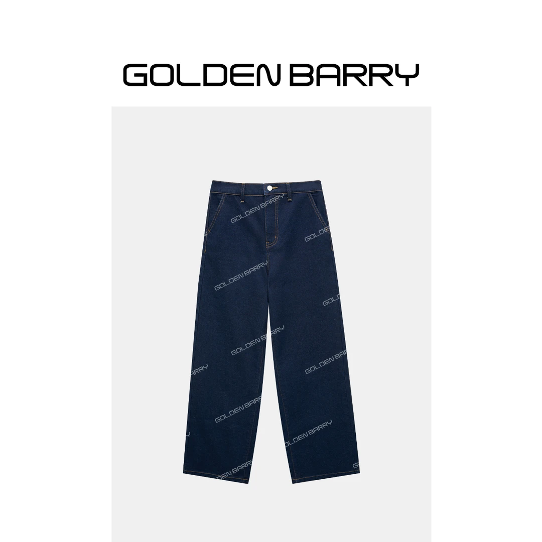 GOLDENBARRY|501136气质高级感百搭款磨毛牛仔阔腿裤