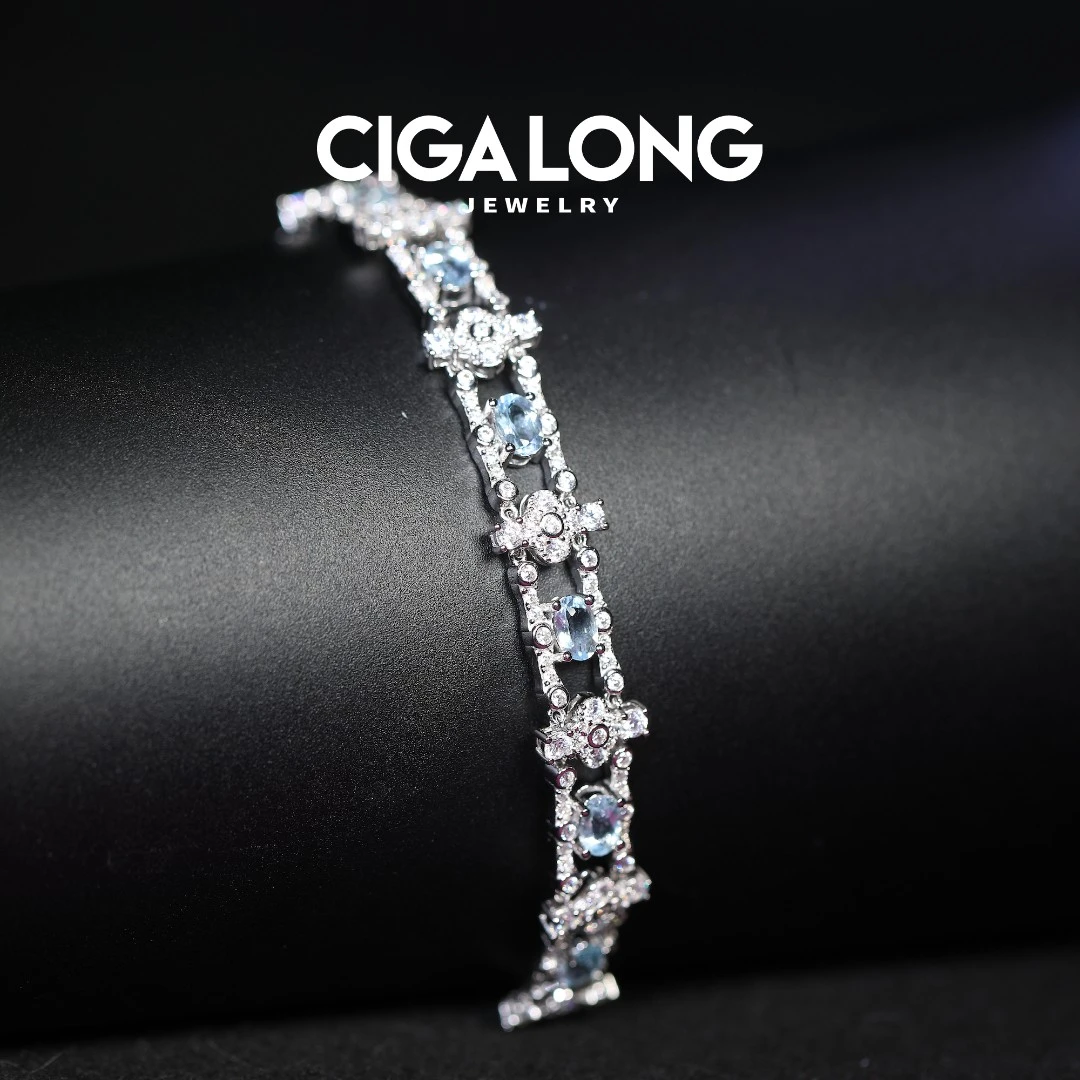 CIGALONG戏曲“如意冠”海蓝宝款925手链