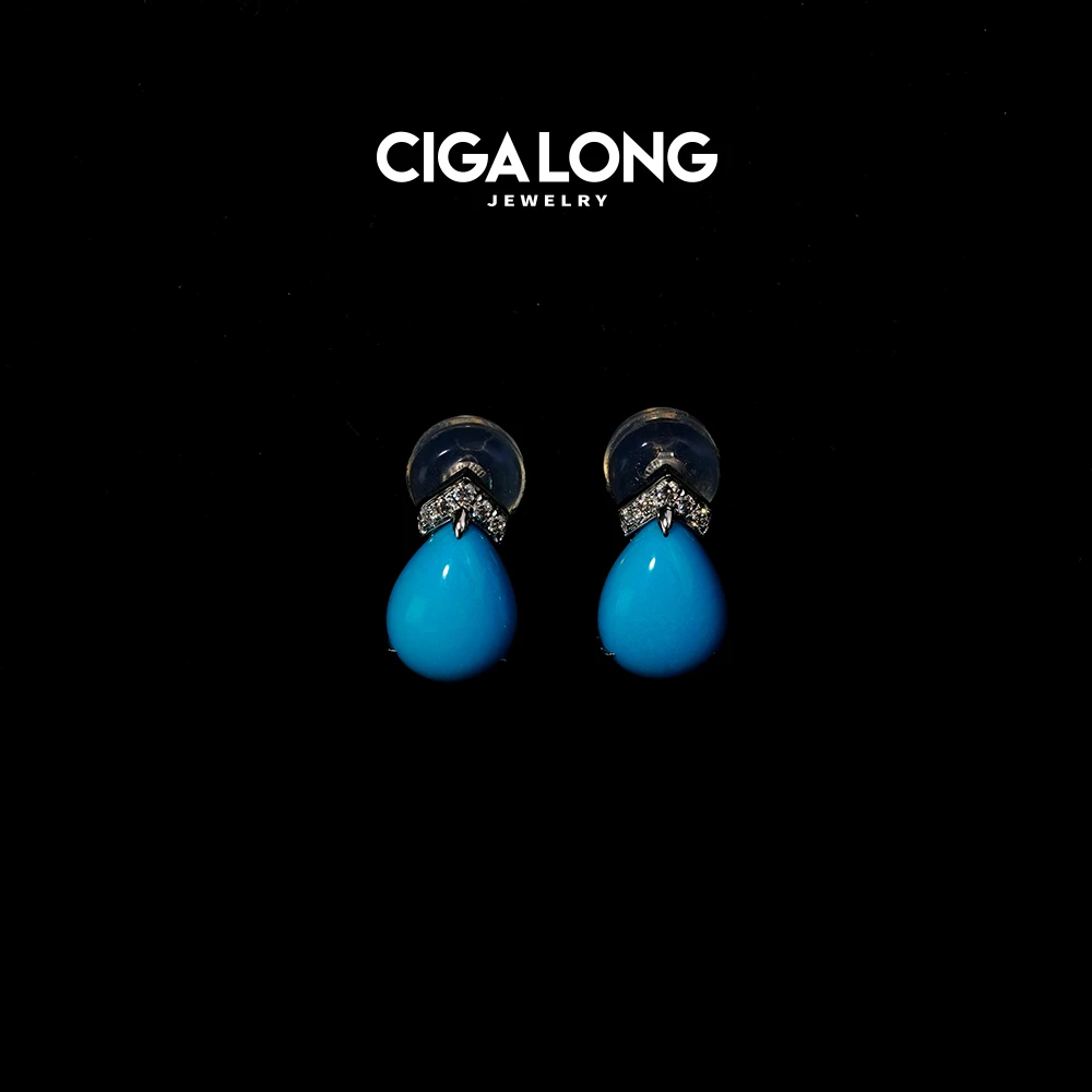 CIGALONG绿松⽯耳钉1707