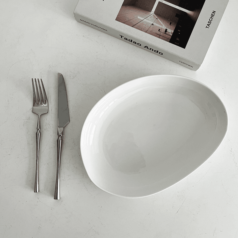 10寸奇石汤碗简约家用纯白早餐盘
