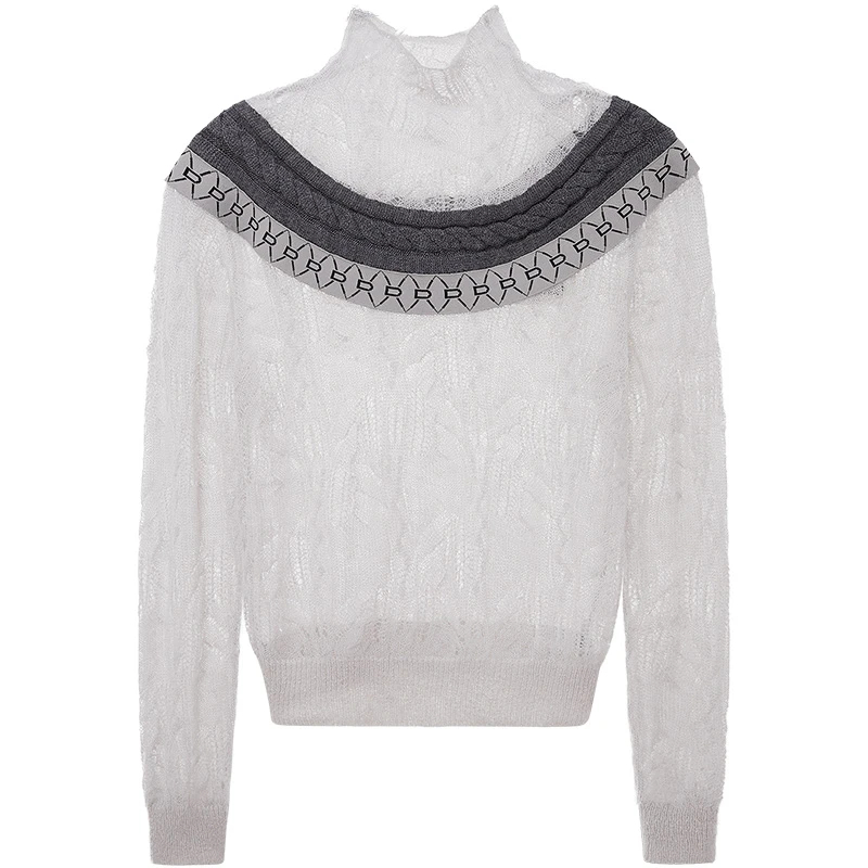 【下架】DAZZLE地素长袖针织衫冬薄款打底半高领毛衣上衣女2H4E455