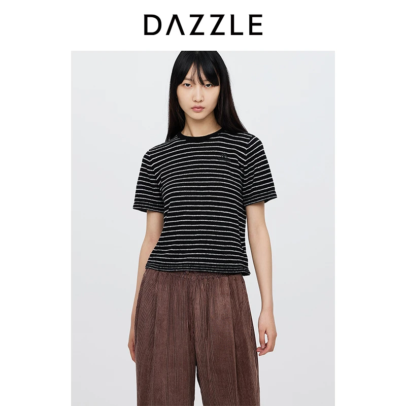 DAZZLE地素 毛针织衫24秋新款女装条纹上衣2I3E316