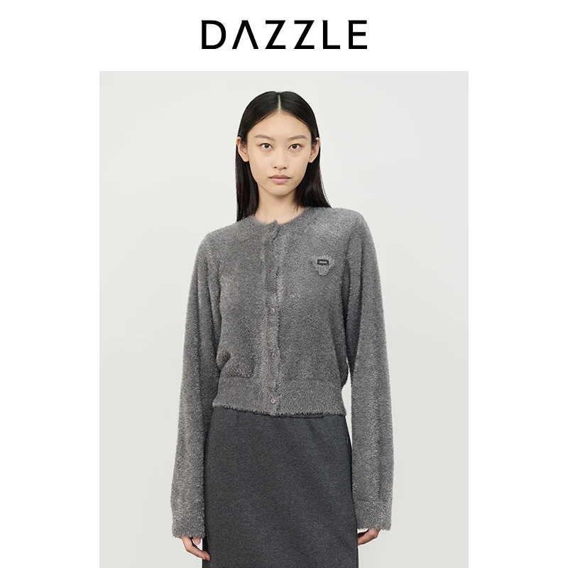 DAZZLE地素 毛针织衫冬季针织长袖开衫2I4E573