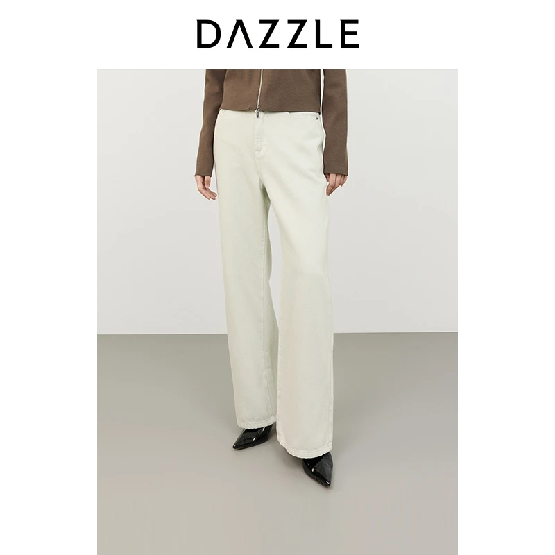 DAZZLE地素 裤子冬季直筒牛仔裤2I4R406