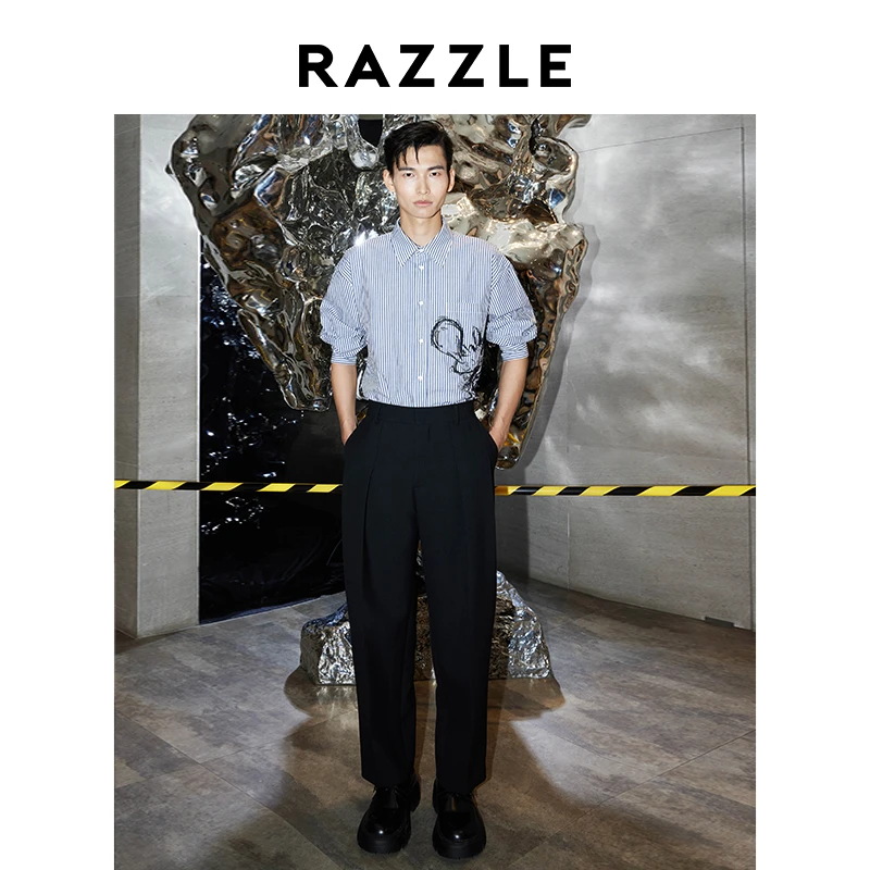 【男女同款】RAZZLE 地素情侣款春休闲文森特印绣长袖衬衫6I1C406