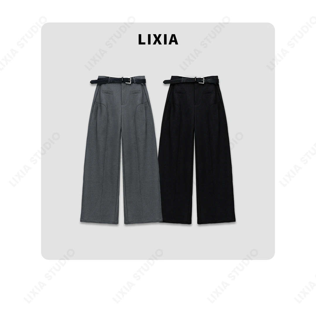 LIXIA【都市前沿】设计师假口袋明线装饰无弹西裤-A8116