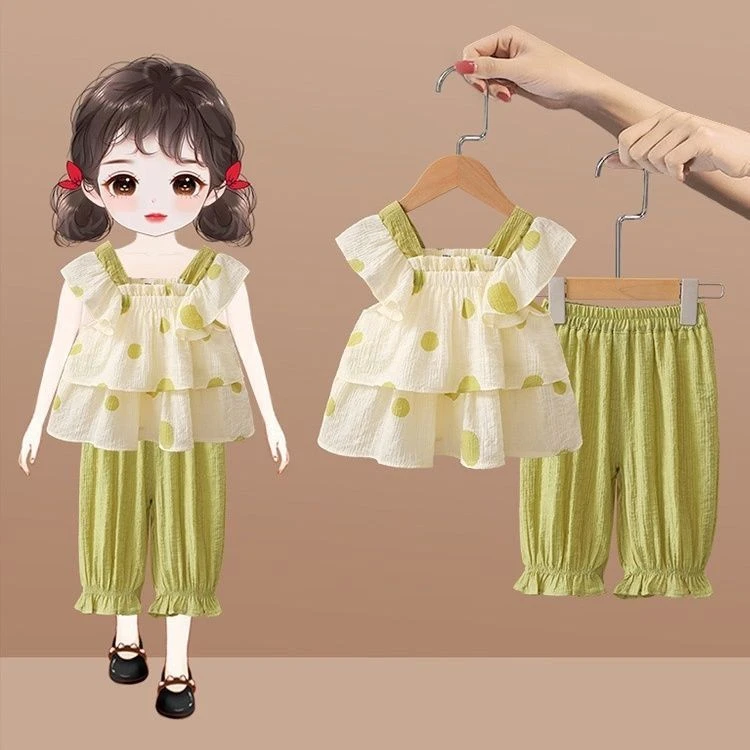 儿童吊带套装小女孩儿童连衣裙2024夏季套装时髦女童春夏清甜网红