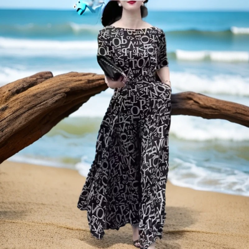 23185高端时尚气质连衣裙女夏季新款名媛气质奢华法式美别致长裙