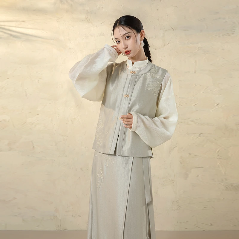 随时anytime 清歌改良比甲新中式旋裙套装夏