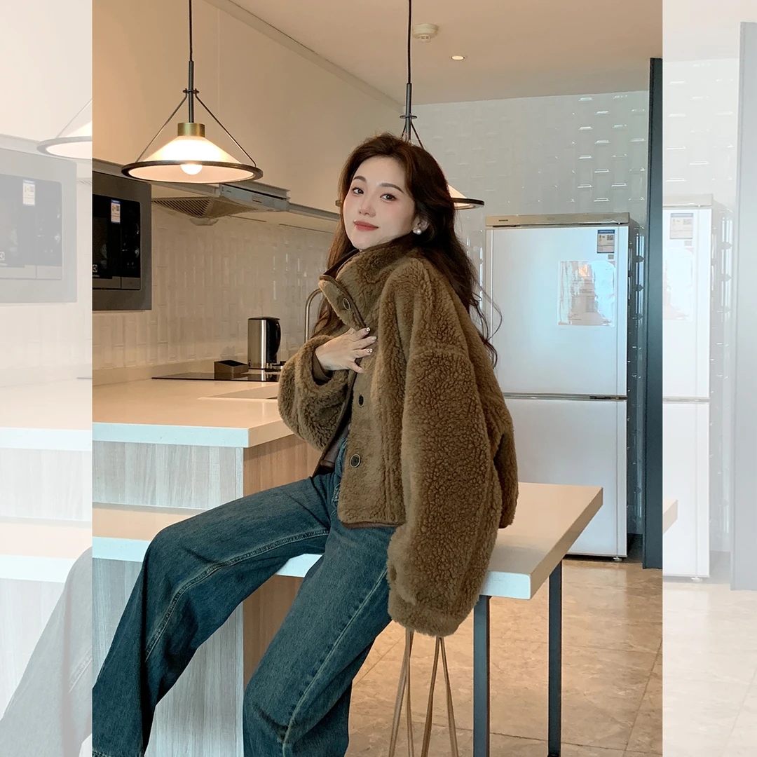 【双面焦糖】正反两面穿冬季加厚宽松显瘦羊毛大衣2024年羊羔毛外套