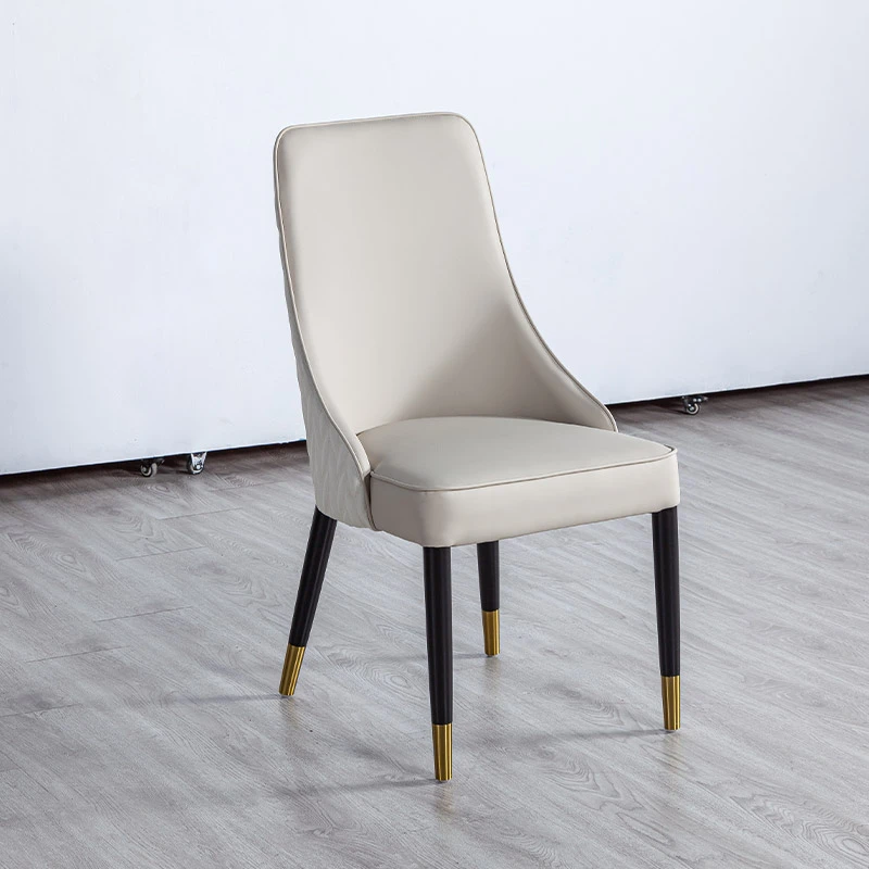 轻奢现代简约实木餐桌高端皮质休闲椅客厅家用创意书房椅餐厅酒店