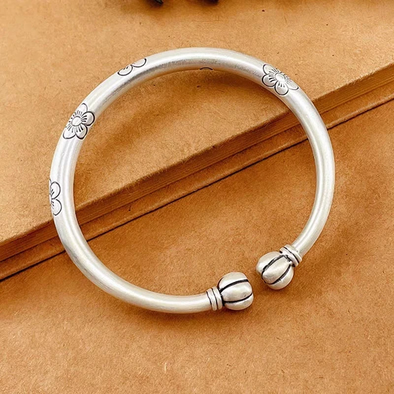 足银手镯 999.9 【25】 27.2g 实心多子多福南瓜头梅花开口贵实心