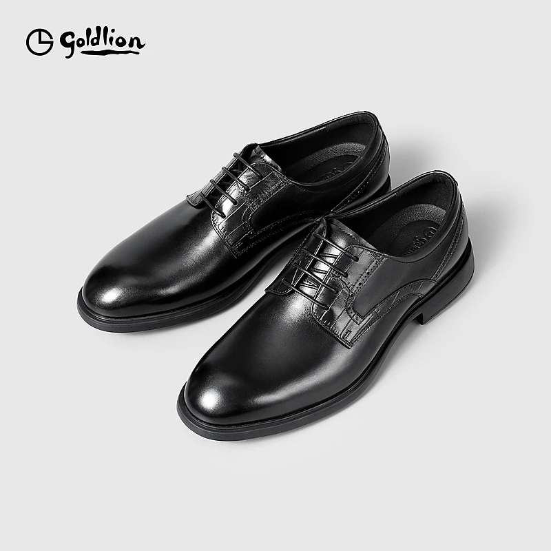 【送礼甄选】金利来男士皮鞋超轻超软商务正装经典黑色真皮婚鞋耐磨