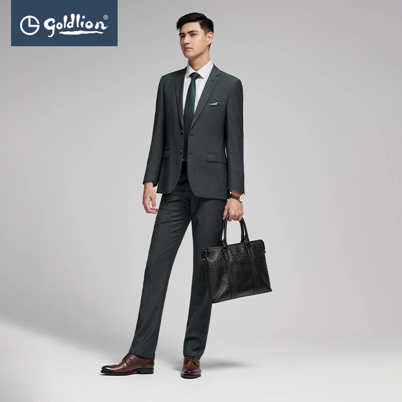 Goldlion/金利来男士时尚提花设计两粒扣商务休闲正装西装外套