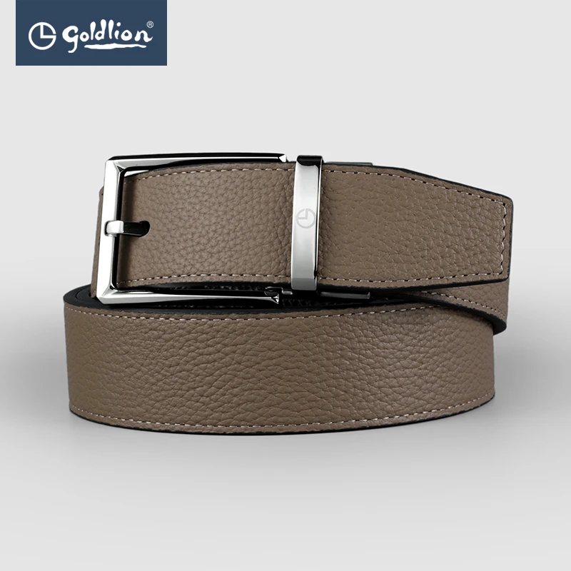 Goldlion/金利来【头层牛皮】男士经典商务真皮双面带身针扣皮带