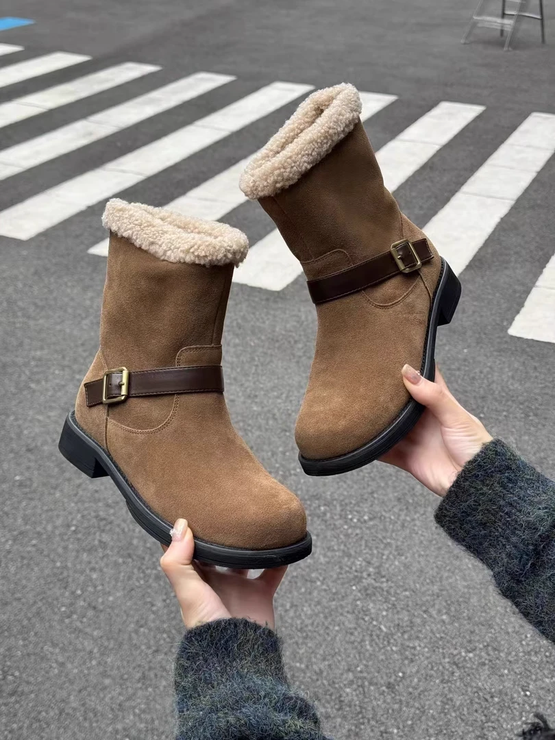 24新款真皮保暖雪地靴小个子增高4.5厘米加绒加厚时尚休闲百搭