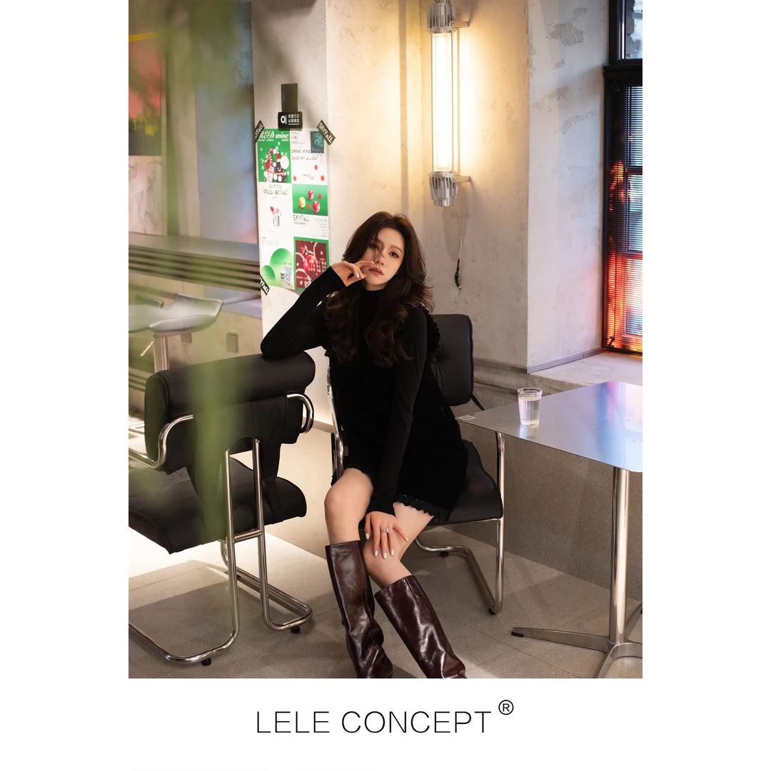 LELE CONCEPT丨【超】千金风无袖菲边丝绒连衣裙Q0439