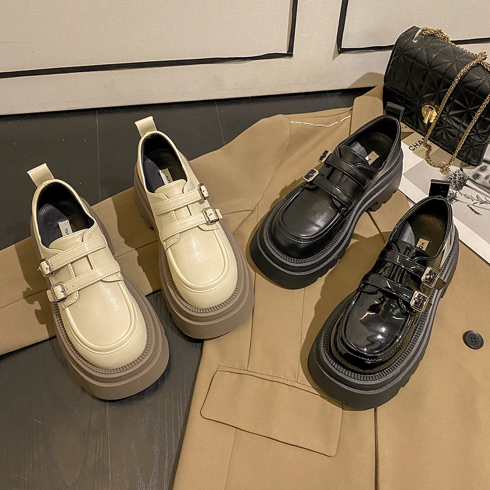 春节后发百搭小皮鞋女春2024新款复古圆头粗跟时尚玛丽珍春季厚底