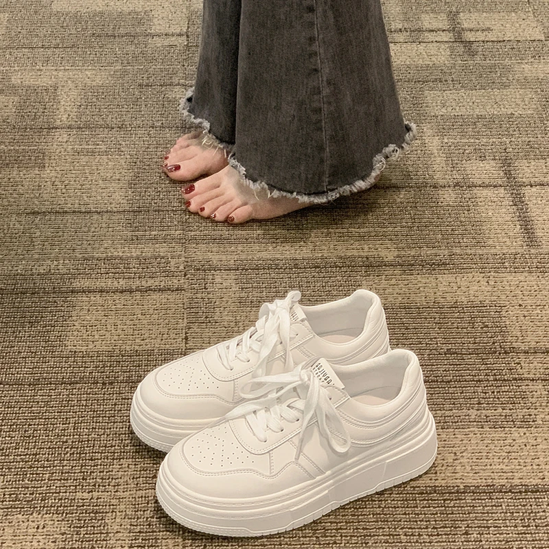 贾不假厚底小白鞋女2025新款爆款春季百搭白色板鞋增高鞋子运动鞋