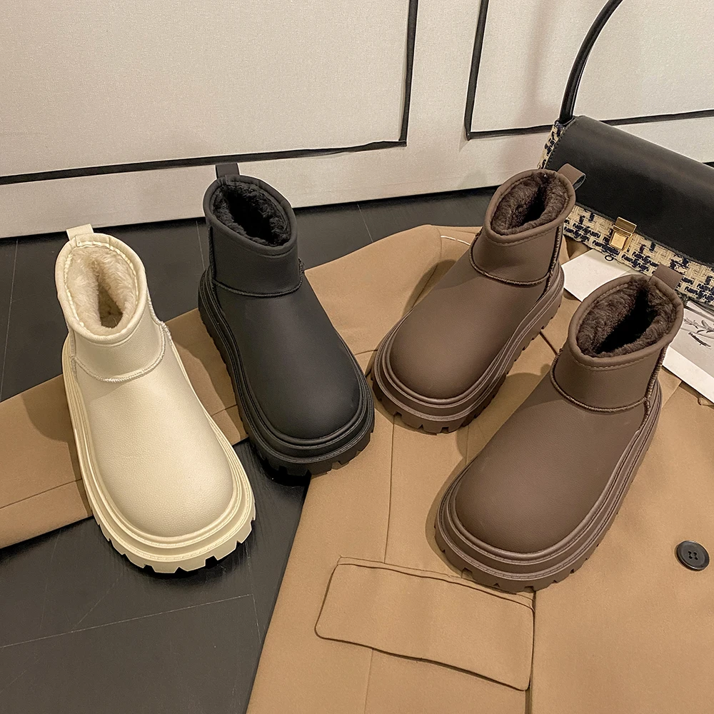 贾不假秋冬雪地靴女加绒2024新款时尚ins保暖简约百搭短筒雪地靴