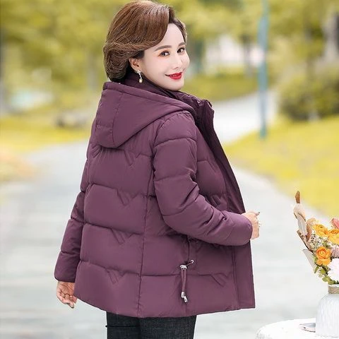 2023羽绒服【可脱卸帽】冬季中老年羽绒服短款女时尚减龄加肥加