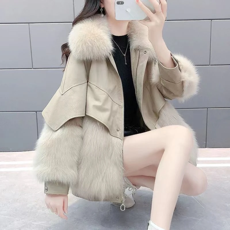 博腾狐狸毛皮草外套女海宁皮毛时尚一体网红爆款羽绒服炸街气质款