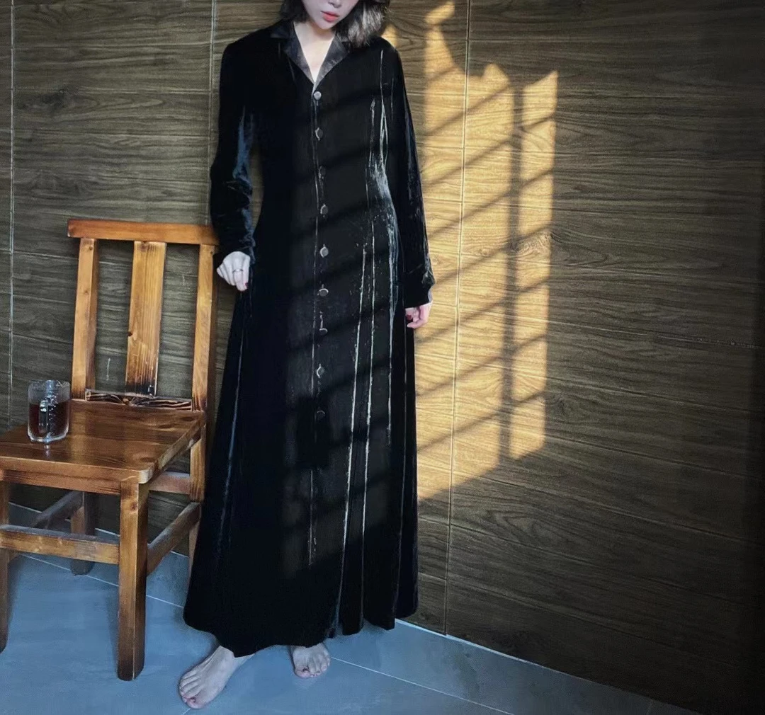 95新  LAURA ASHLEY /黑色丝绒连衣裙