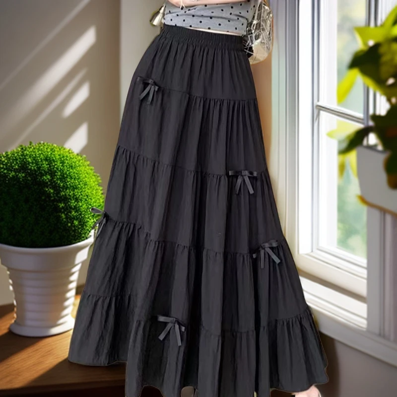 半身蛋糕裙显瘦半身裙气质白色高腰时尚夏季中长款褶皱春夏