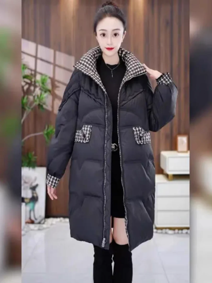 黑色九江长款羽绒服女士冬季2023新款洋气妈妈时尚高端大牌白鸭绒
