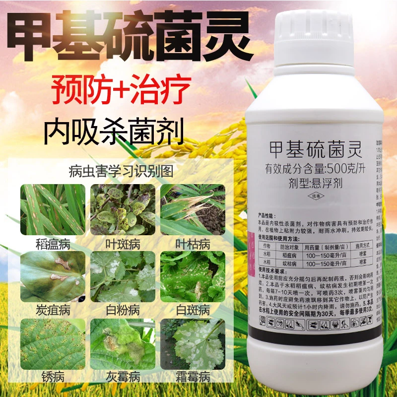50%甲基硫菌灵稻瘟病白粉病纹枯病炭疽病果树蔬菜杀菌剂内吸性